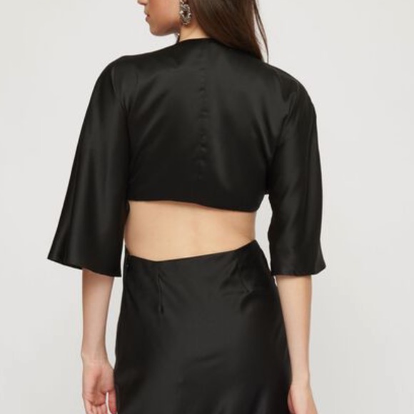 Dynamite Cutout Satin Midi Dress - Picture 3 of 6